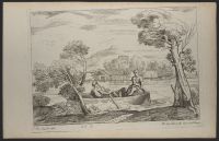 Landscape with men in a boat on a river