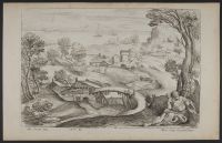 Landscape with a young man playing the violin