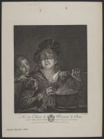 Man holding a candle in a dark interior