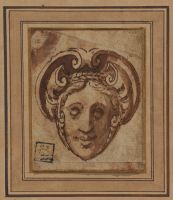 Ornamental head of a woman (recto)