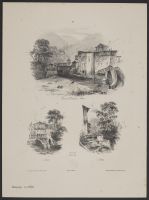 Buildings by a river with hills in the background