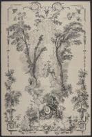 Two figures in a landscape, one on a swing