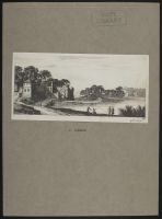Landscape with buildings and figures fishing by a lake