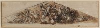 Design for a pediment - battle scene with horses and riders