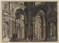Interior of a temple or palace with figures