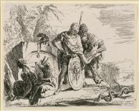 Three figures and a snake, from the Capricci series