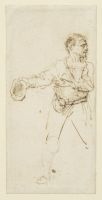 Man standing with a cap in his outstretched hand - study for the 'Hundred Guilder Print'