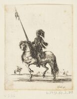 Cavalryman on a horse, holding a lance