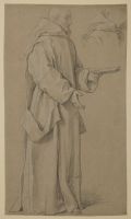 Standing monk, and study of a cowl