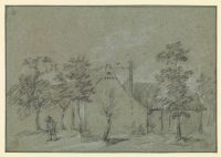 Landscape with cottage and trees (recto)
