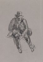 Figure of a seated man (recto)