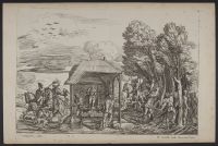 Landscape with riders leaving for the hunt
