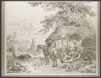 Rural scene with figures and animals