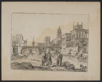 City scene with three male figures