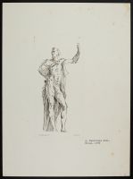 Standing male figure with raised arm