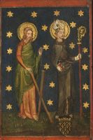 Crucifixion triptych (formerly known as the Estouteville  Triptych) (panel previously attached to back of right wing, top) - Saints  Andrew and Louis of Toulouse