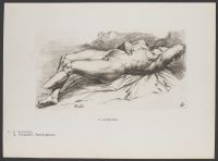 Reclining male nude Plate 7 from Signorum veterum icones, 100 plates plus  title-page, of etchings after classical sculpture, dedicated to  Johannes Wtenbogaard and Constantijn Huygens
