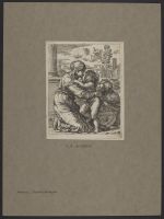 Woman with two infants in a classical setting