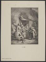 A family watching a beggar playing the violin