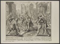 Tobias leaveth his dinner to bury the dead