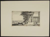 Landscape with a ruined temple and two Roman figures