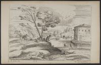 Landscape with a figure sitting under a tree