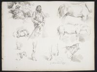 Studies of figures and horses