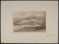 Landscape with a figure to the right, his arm pointing over the fields