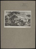 Landscape with trees and classical ruins