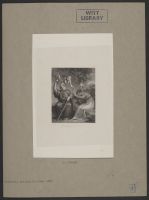 A bearded man directing a fairy flying above his head, while a woman sleeps next to him