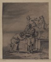 Rebecca offering a drink to Eliezer at the well