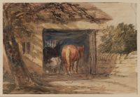 Blacksmith and horses (recto)