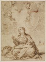 Young Virgin Mary sewing