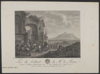 Horsemen outside city walls