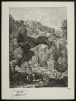 Landscape with shepherds and waterfall