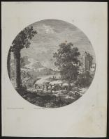 Landscape with classical ruins and boats