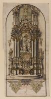 Plan and perspective view of an altar