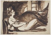 Study for portrait of a lady reclining on a couch - Lady  Hamilton (?) (recto)