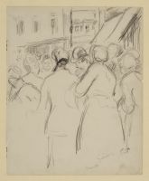 Market at Gisors (recto); Counterproof of two standing men (verso)