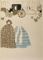 Upper part of second panel from left - two women, with carriages  and dogs beyond them