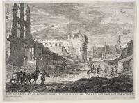 Vue des Ruines de la Fontaine bleue, et de la maison du Poid de  la Ville tirant vers les H P Cordeliers