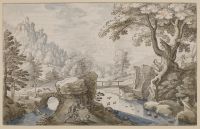 Landscape with ducks and river