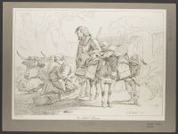 Rural scene with a family travelling (possibly the Rest on the Flight into Egypt)