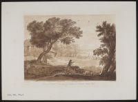 Landscape with a herdsman moving sheep and cattle over a bridge