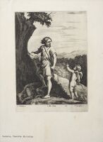 Mythological Scene with Cupid, man with a bow, and ram