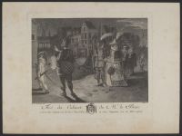 Night scene with figures wearing masks