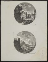 Town scene with buildings and figures