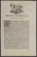 Page of text with an allegorical scene and a still-life