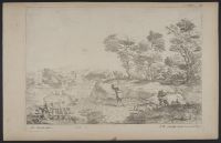 Landscape with a man playing the bagpipes
