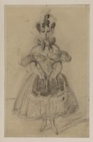 Grisette with hands in apron pocket
